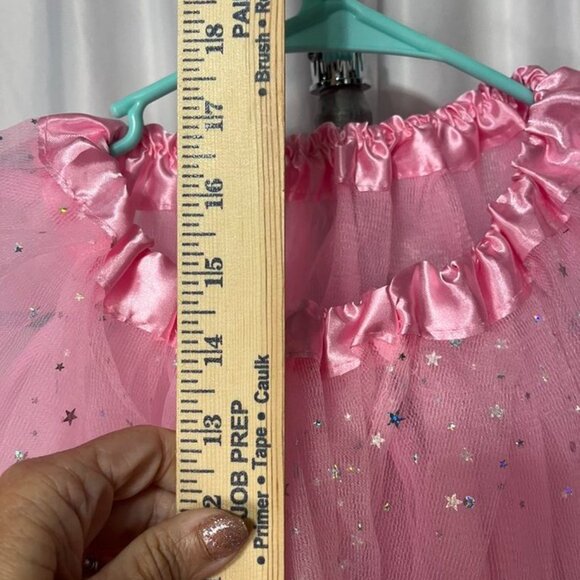Girls Pink Sparkle Star Tulle Skirt Elastic Waist Dress-Up Ballet Costume – Size - Picture 5 of 6
